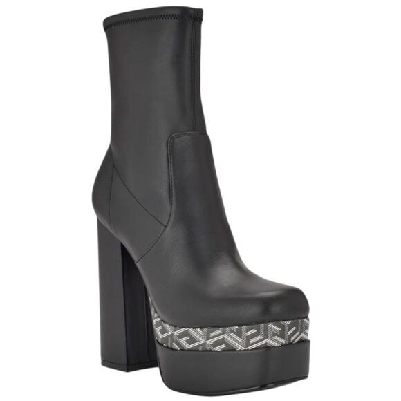 Guess Womens size 10 M Caballa Faux LeatherBlock Heels Mid-Calf Boots Black - Picture 2 of 10
